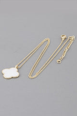 Clover Pendant Chain Necklace - White