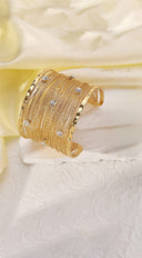 Hava Rhinestone Metal Multi-layer Wire Cuff Bracelet - Gold
