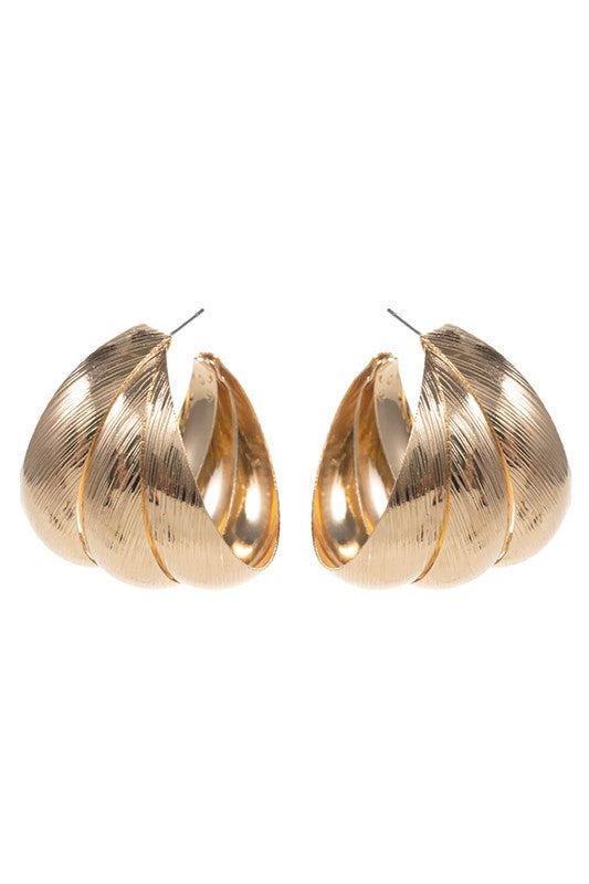 Triple Gleam Hoop Earrings - Gold