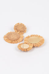 Sahara Breeze Straw Earrings - Beige