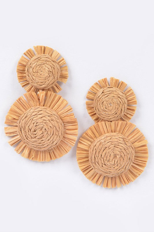 Sahara Breeze Straw Earrings - Beige
