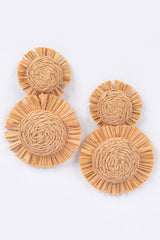 Sahara Breeze Straw Earrings - Beige