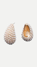 Chic Golden Pearl Earrings styled on model