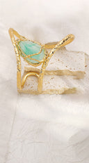 Reem Irregular Metal Wrap Resin Cuff Bracelet - Gold