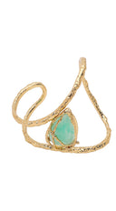 Reem Irregular Metal Wrap Resin Cuff Bracelet - Gold