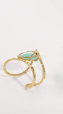 Reem Irregular Metal Wrap Resin Cuff Bracelet - Gold