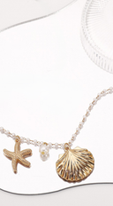 Pearl Chain Starfish Shell Necklace - Gold