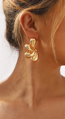 Geometric Teardrop Dangle Earrings - Gold