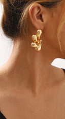 Geometric Teardrop Dangle Earrings - Gold
