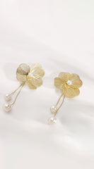 Mia Tassel Pearl Flower Dangle Earrings - Gold