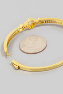 Imy Gold Plated Pearl Cubic Zirconia Clover Bangle Bracelet - Gold