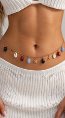 Isla Crystal Beaded Waist Chain belt - Gold