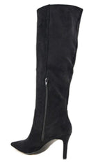 Tassa Faux Suede Pointed Toe Boots - Black