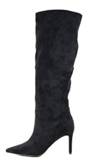 Tassa Faux Suede Pointed Toe Boots - Black