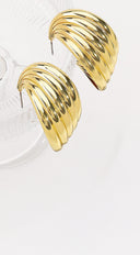 Twist Metal Striped Hoop Earrings - Gold