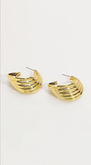 Twist Metal Striped Hoop Earrings - Gold