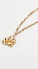 Jia Rhinestone Metal Floral Pendant Necklace - Gold