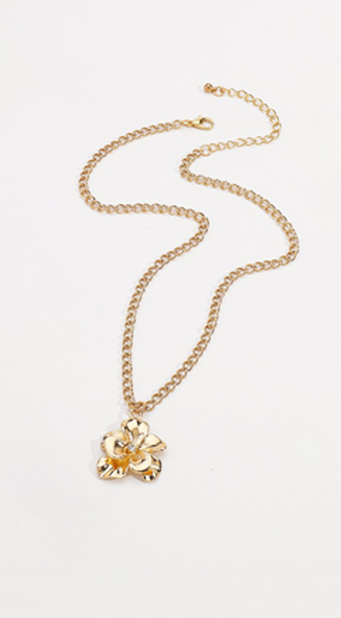 Jia Rhinestone Metal Floral Pendant Necklace - Gold