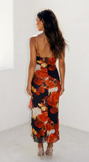 Velorosa Floral Ruffle Midi Dress - Black Multi