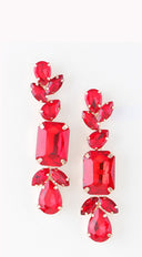 Lara Rhinestone Dangle Drop Earrings - Red