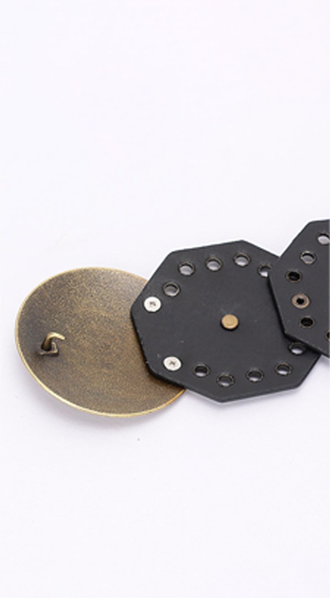 Antique Luxe Gold Disc Faux Leather Boho Western Waist Belt - Black