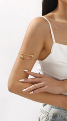 Metal Ball Water Drop Arm Cuff Bracelet - Gold