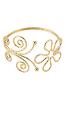 Nira Metal Flower Vortex Arm Cuff Bracelet -Gold