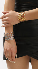 Vira Wide Hollow Metal Twig Cuff Bracelet- Gold