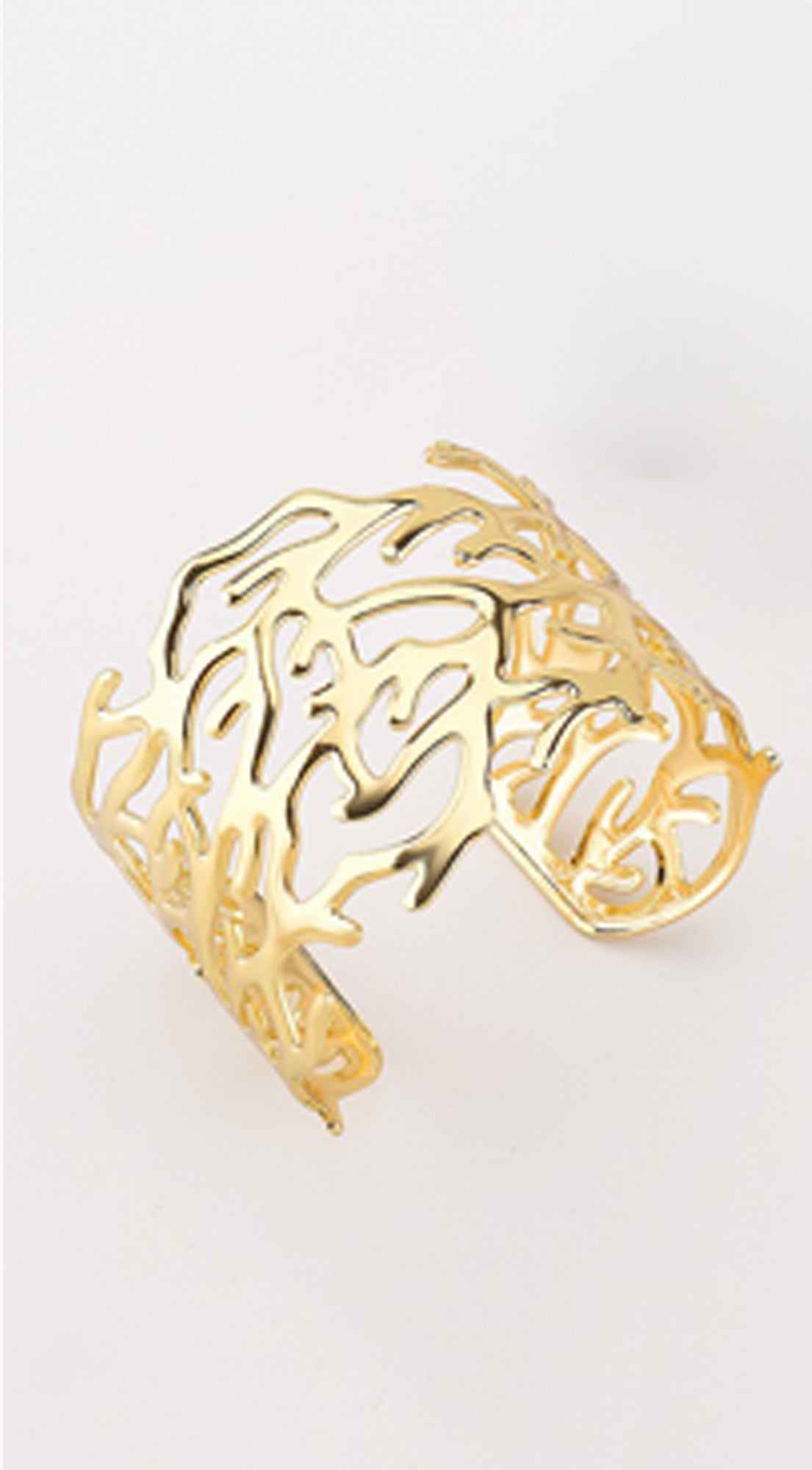 Vira Wide Hollow Metal Twig Cuff Bracelet- Gold