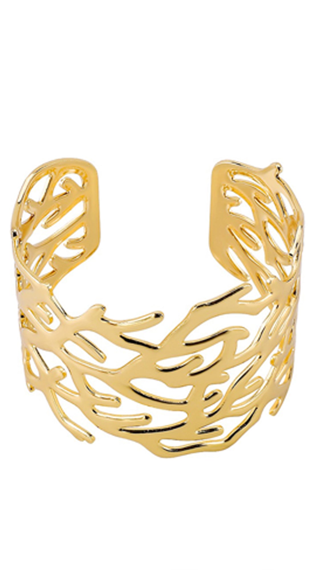 Vira Wide Hollow Metal Twig Cuff Bracelet- Gold