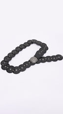 Vanna Silver Disc Faux Leather Boho Western Waist Belt - Black