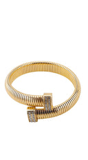 Zian Rhinestone Chunky Metal Stretch Bangle Bracelet - Gold