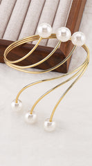 Pearl Metal Arm Cuff Bracelet - Gold