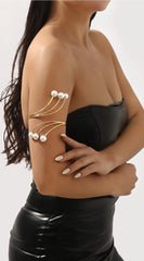 Pearl Metal Arm Cuff Bracelet - Gold