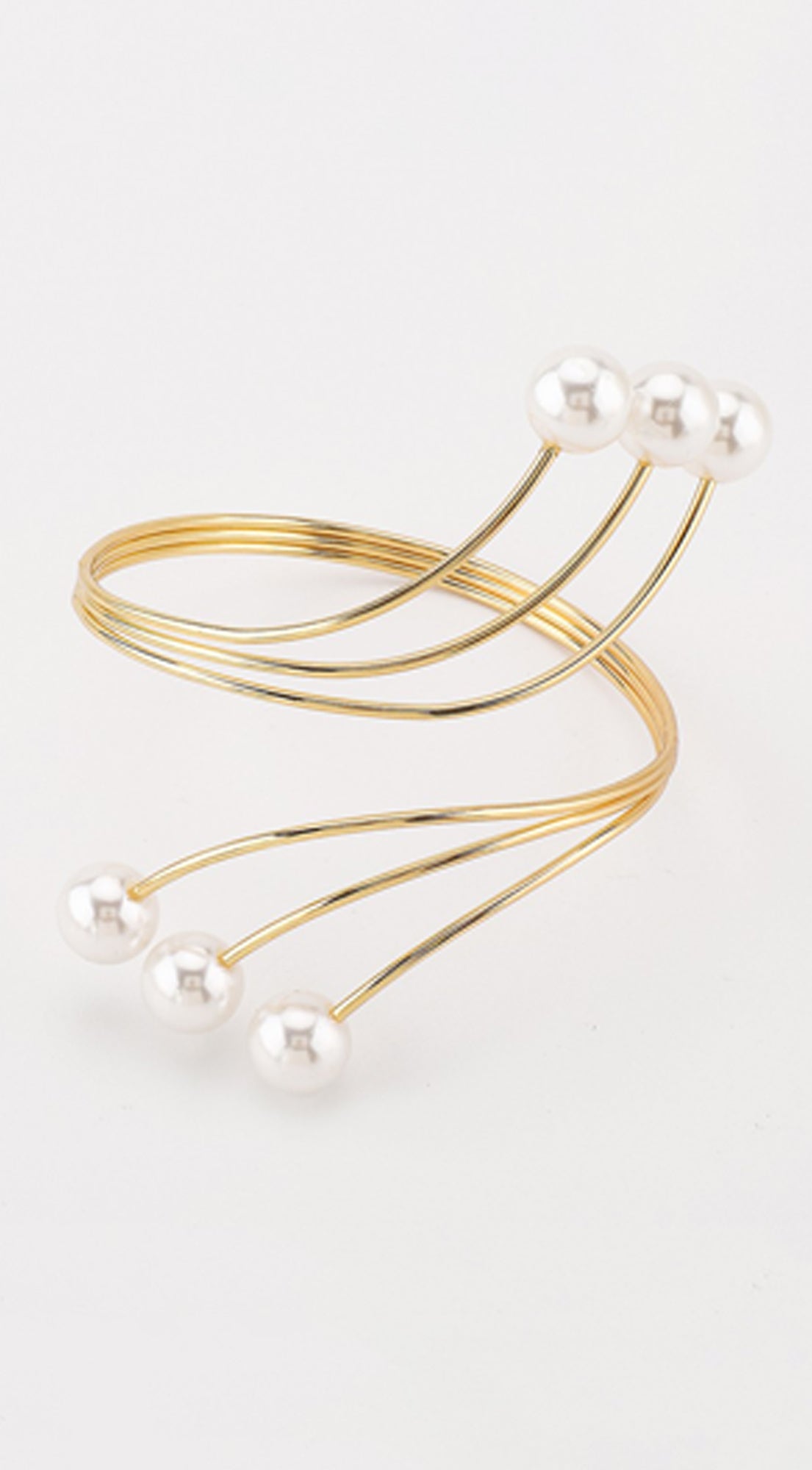 Pearl Metal Arm Cuff Bracelet - Gold