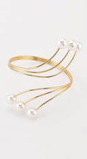 Pearl Metal Arm Cuff Bracelet - Gold