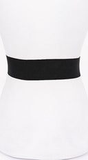 Fia Flower Gold Metal Buckle Elastic Belt - Black