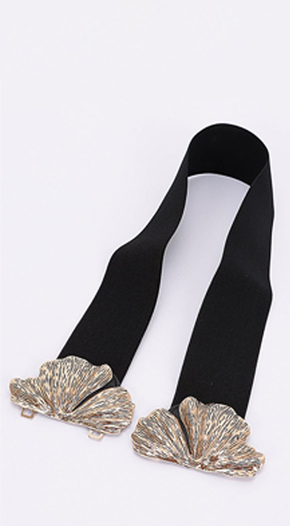 Fia Flower Gold Metal Buckle Elastic Belt - Black