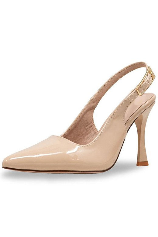Alina Slingback Pointed Toe Pump Heels - Nude