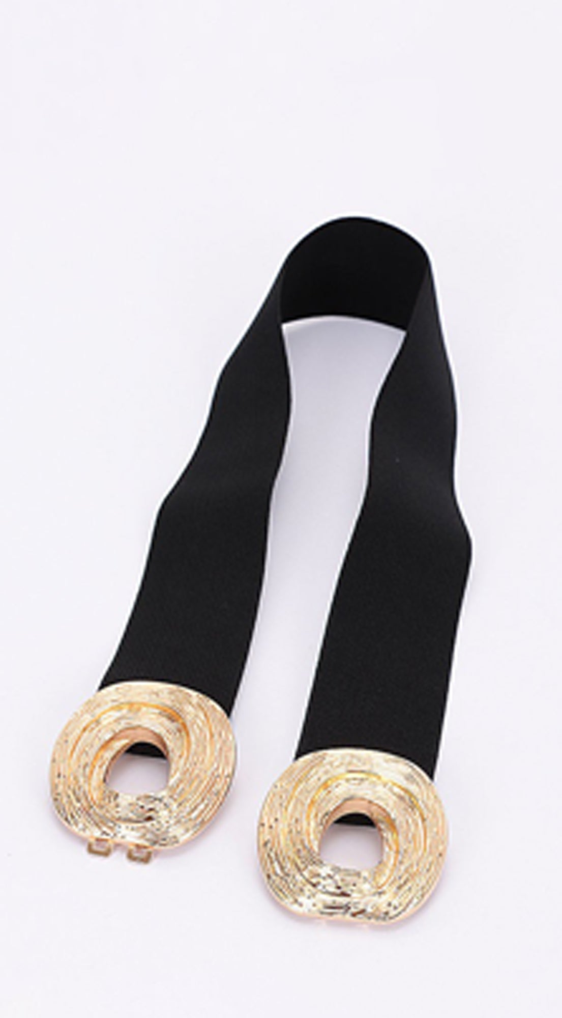 Uma Gold Metal Buckle Elastic Belt - Black