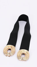 Uma Gold Metal Buckle Elastic Belt - Black