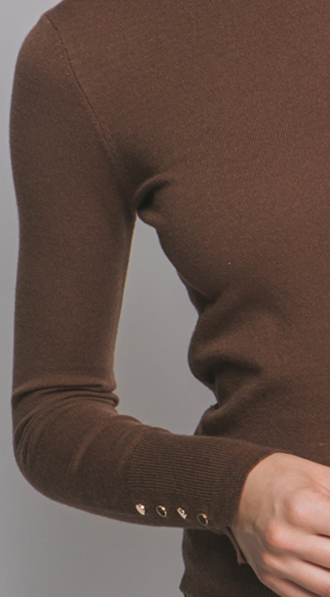 Gigi High Neck Long Sleeve Top - Brown