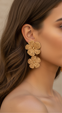 Zia FLower Earrings - Khaki