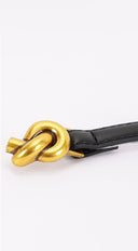 Naya Metal Buckle Faux Leather Belt - Black