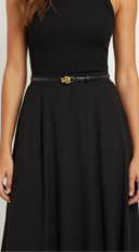 Naya Metal Buckle Faux Leather Belt - Black