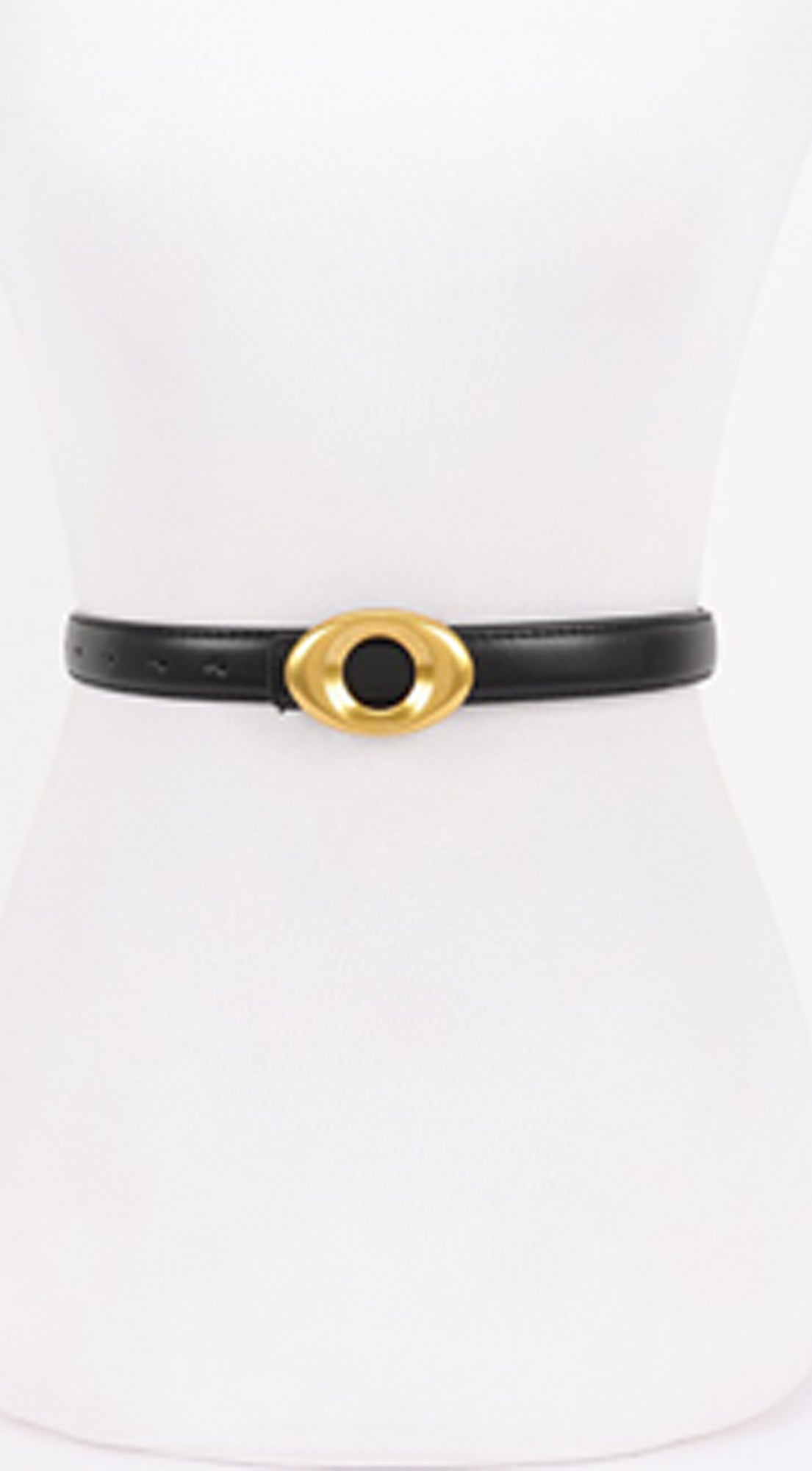Maya Metal Buckle Faux Leather Belt - Black