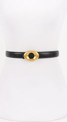 Maya Metal Buckle Faux Leather Belt - Black