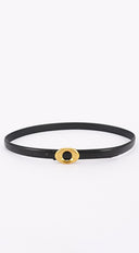 Maya Metal Buckle Faux Leather Belt styled on model