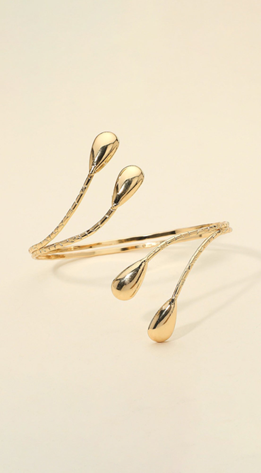 Teardrop Adjustable Arm Cuff Bracelet - Gold