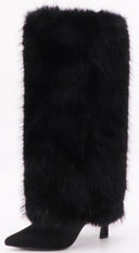 Marriana Faux Fur High Heel Boots - Black
